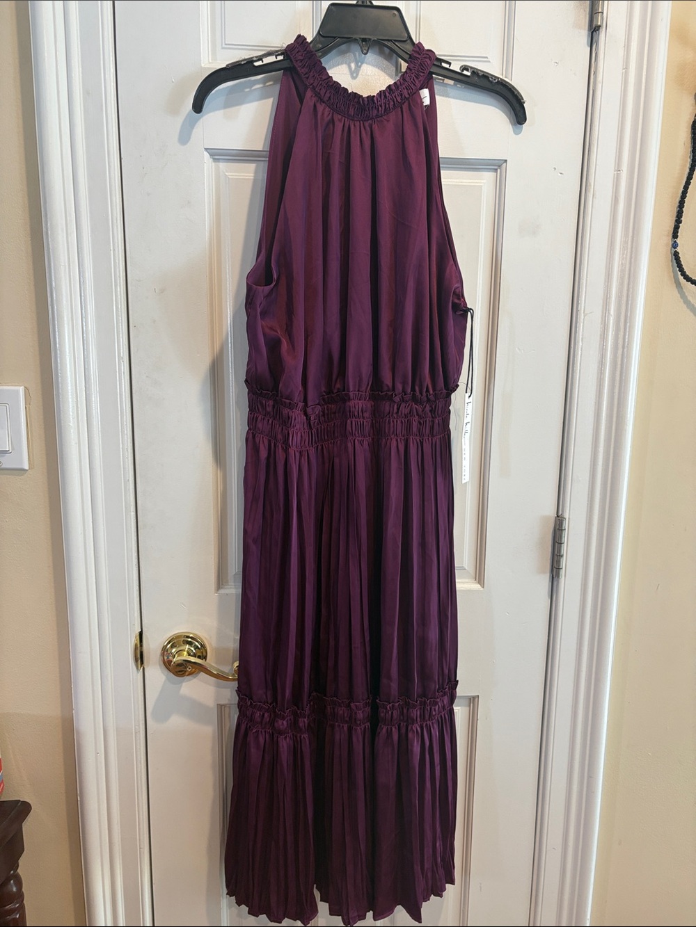 NWT! Nicole Miller Purple Halter Maxi Dress. Size Large